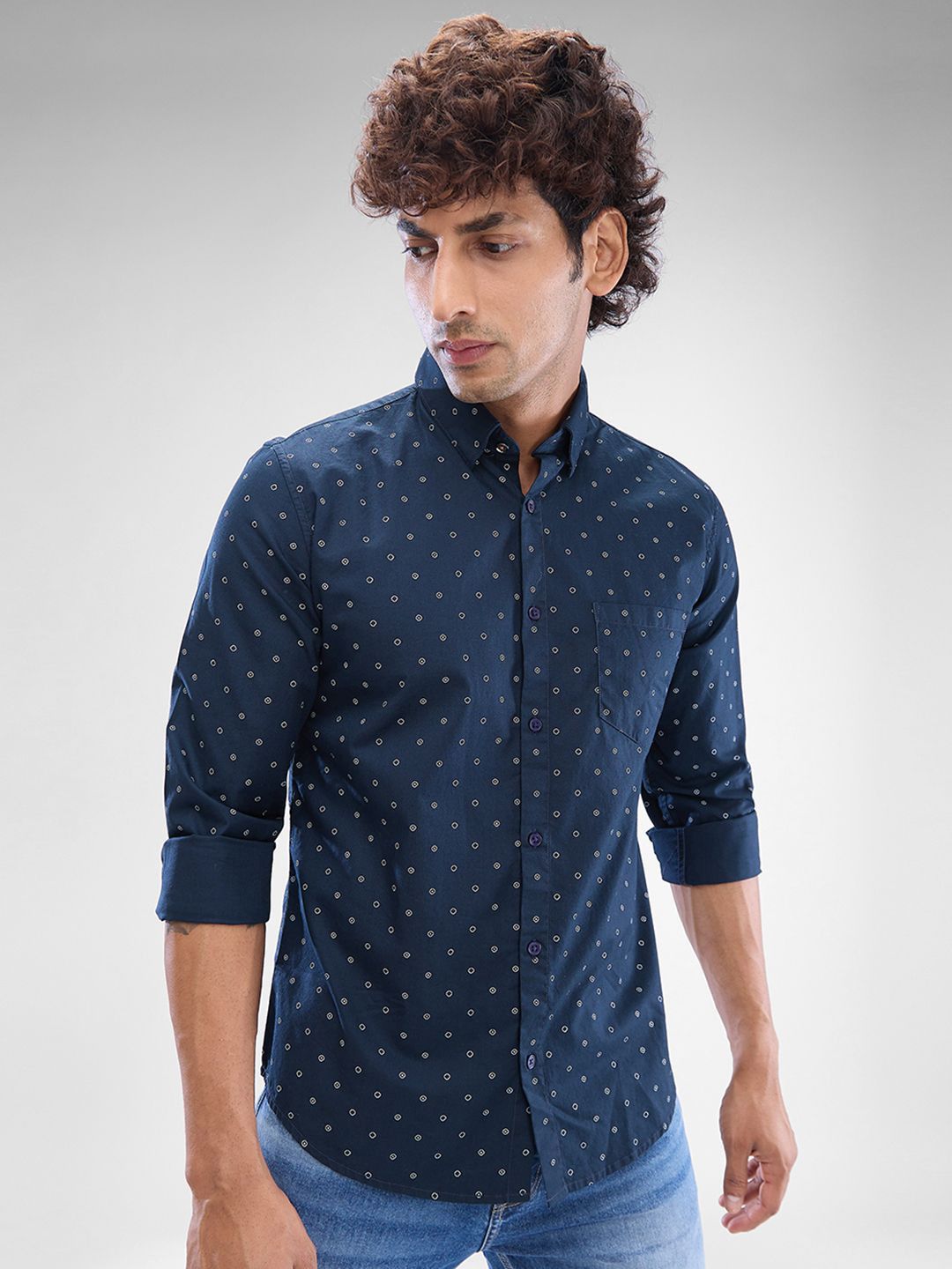 SPYKAR Men Slim Fit Opaque Printed Casual Shirt