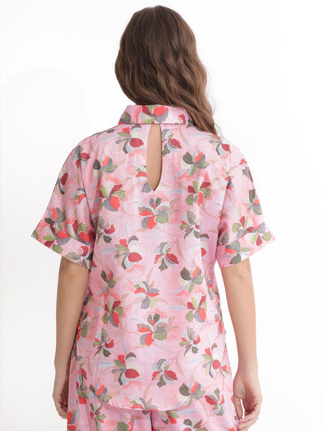 RAREISM Floral Printed Shirt Styled Cotton Top
