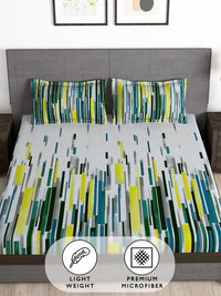 Story@home Grey & Green 180 TC Queen Bedsheet with 2 Pillow Covers