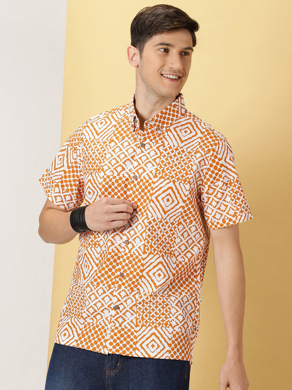 Thomas Scott Printed Smart Slim Fit Opaque Casual Shirt