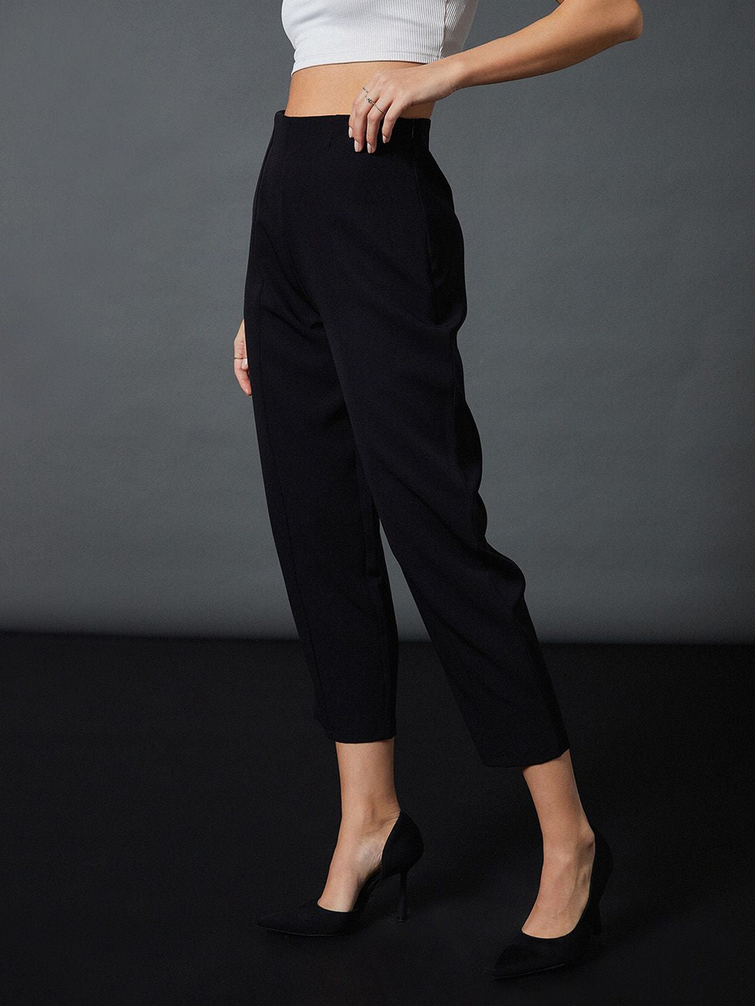 SASSAFRAS worklyf Mom Fit High Rise Plain Regular Trousers