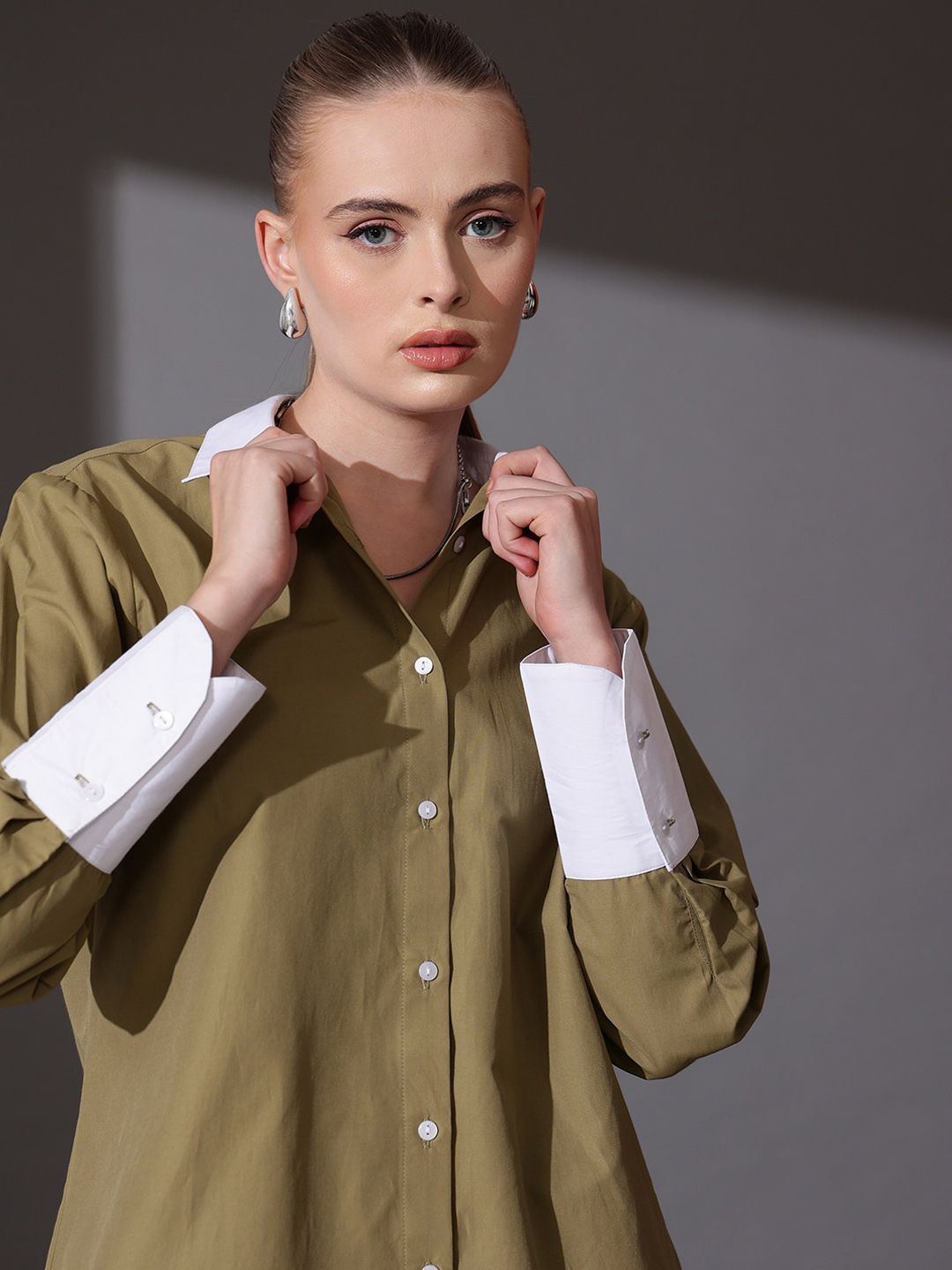 STREET 9 Solid Pure Cotton Shirt & Shorts Co-Ord Set