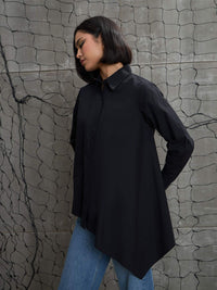 SASSAFRAS Women Relaxed Oversized Fit Spread Collar Solid Cotton Casual Shirt