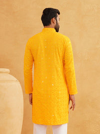 SOJANYA Embroidered Mandarin Collar Long Sleeves Straight Kurta