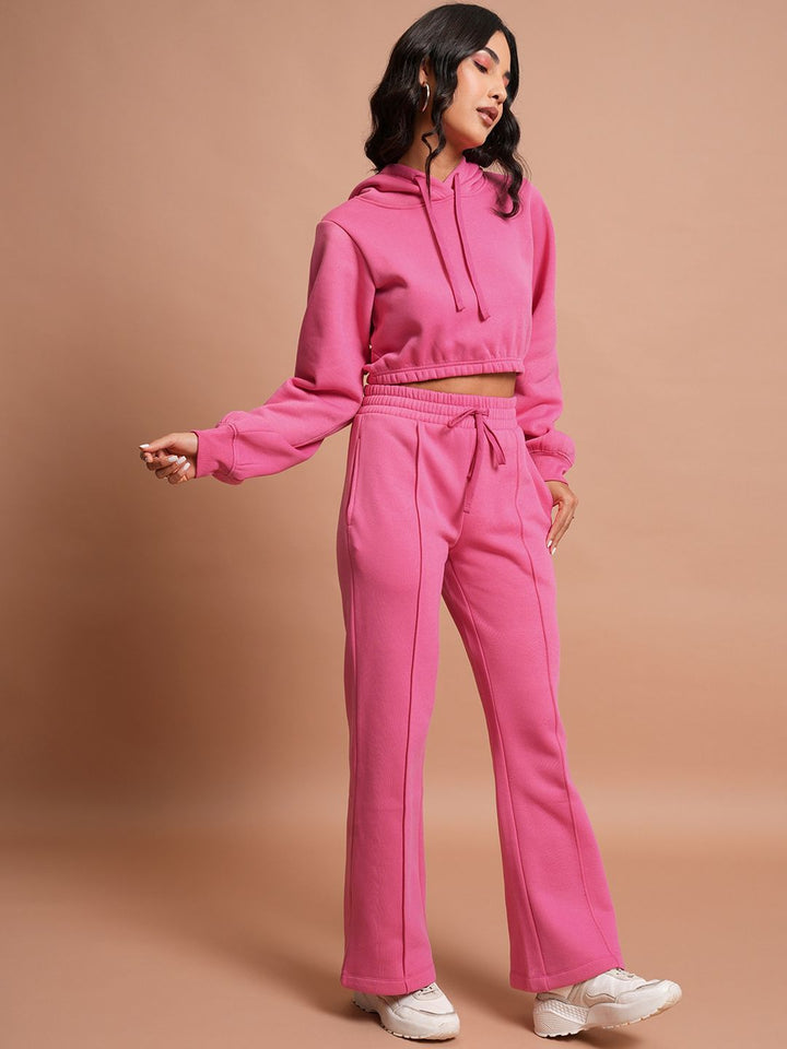 Tokyo Talkies Hooded Relaxed-fit Crop Sweatshirt & Wide Leg Trousers