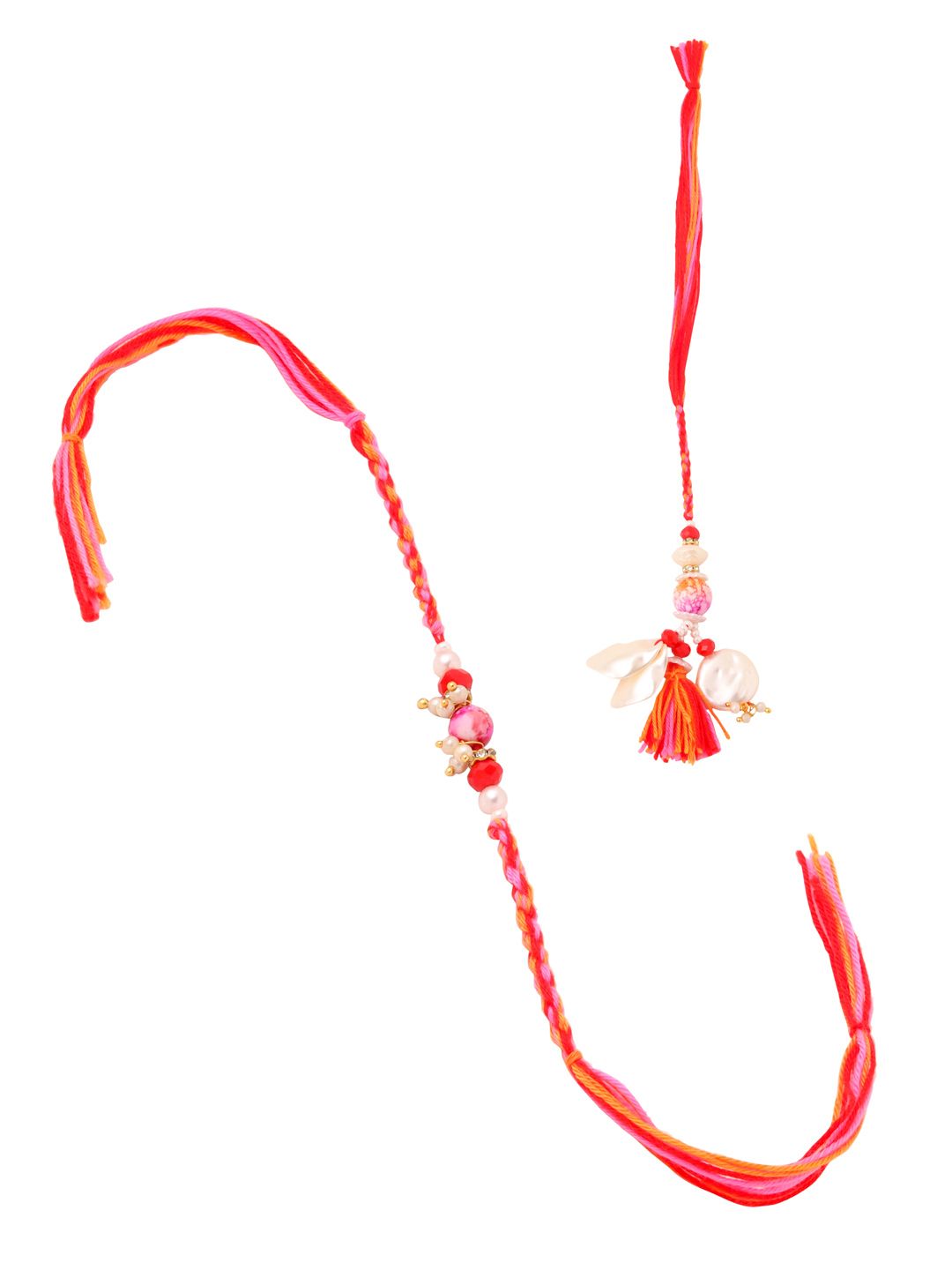 NVR Set of 2 Multicolor Artificial Stones & Beads Bhaiya Bhabhi Rakhi with Roli Chawal