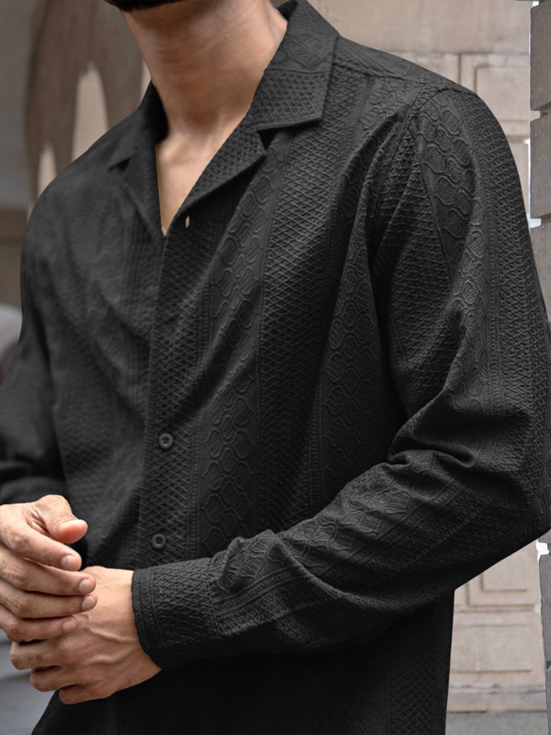 Powerlook Men Spread Collar Solid Casual Shirt