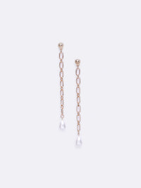VOGUE PANASH- Gold-Plated White Beaded Contemporary Drop Earrings