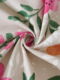 KLOTTHE Brown Floral Polycotton 300 TC Fitted Single Fine Bedsheet with a Pillow Cover-220 x 150 cm