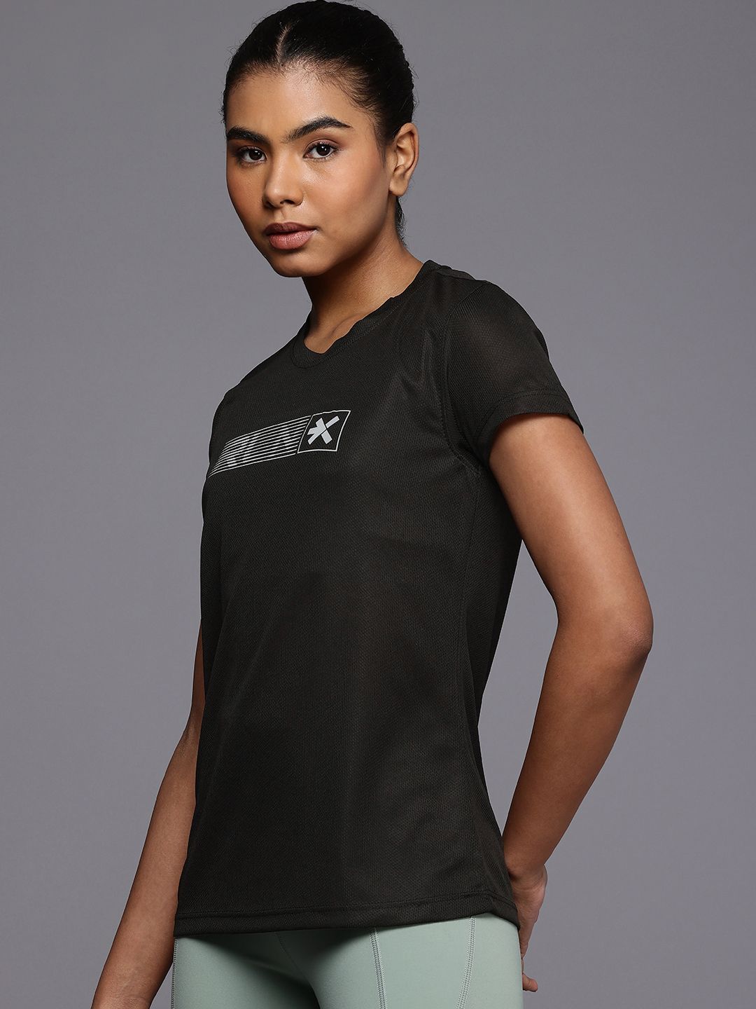 HRX by Hrithik Roshan Self Design Rapid-Dry Antimicrobial Running T-shirt