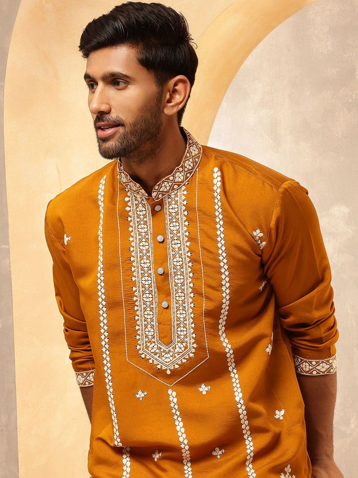 Anouk Men Floral Embroidered Regular Kurta with Pyjamas