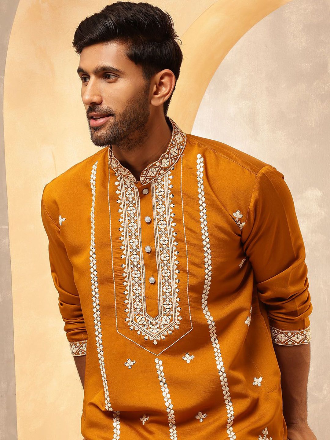 Anouk Men Floral Embroidered Regular Kurta with Pyjamas