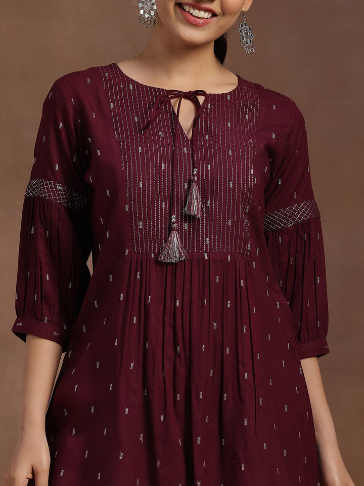 Libas Geometric Woven Design Dobby Pleated Kurti