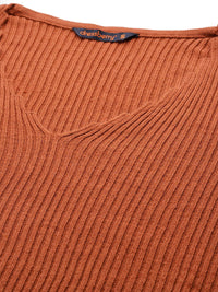 DressBerry Women V-Neck Ribbed Pullover