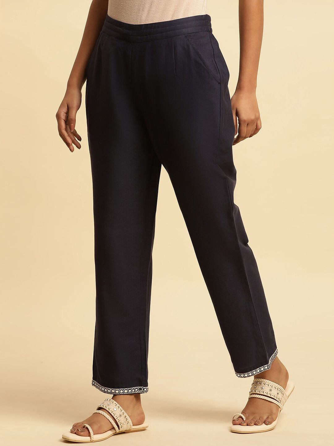 W Women Mid-Rise Ethnic Parallel Trousers