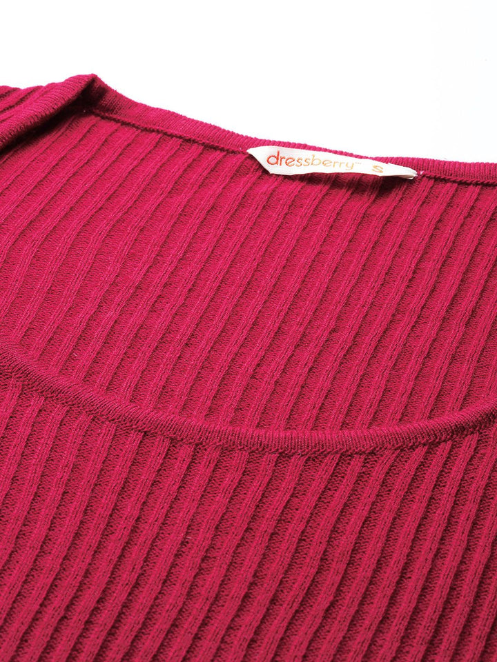 DressBerry Scoop Neck Ribbed Pullover