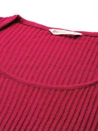 DressBerry Scoop Neck Ribbed Pullover