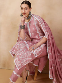 Anouk Floral Printed Round Neck Three-Quarter Sleeves Pure Cotton Kurta St