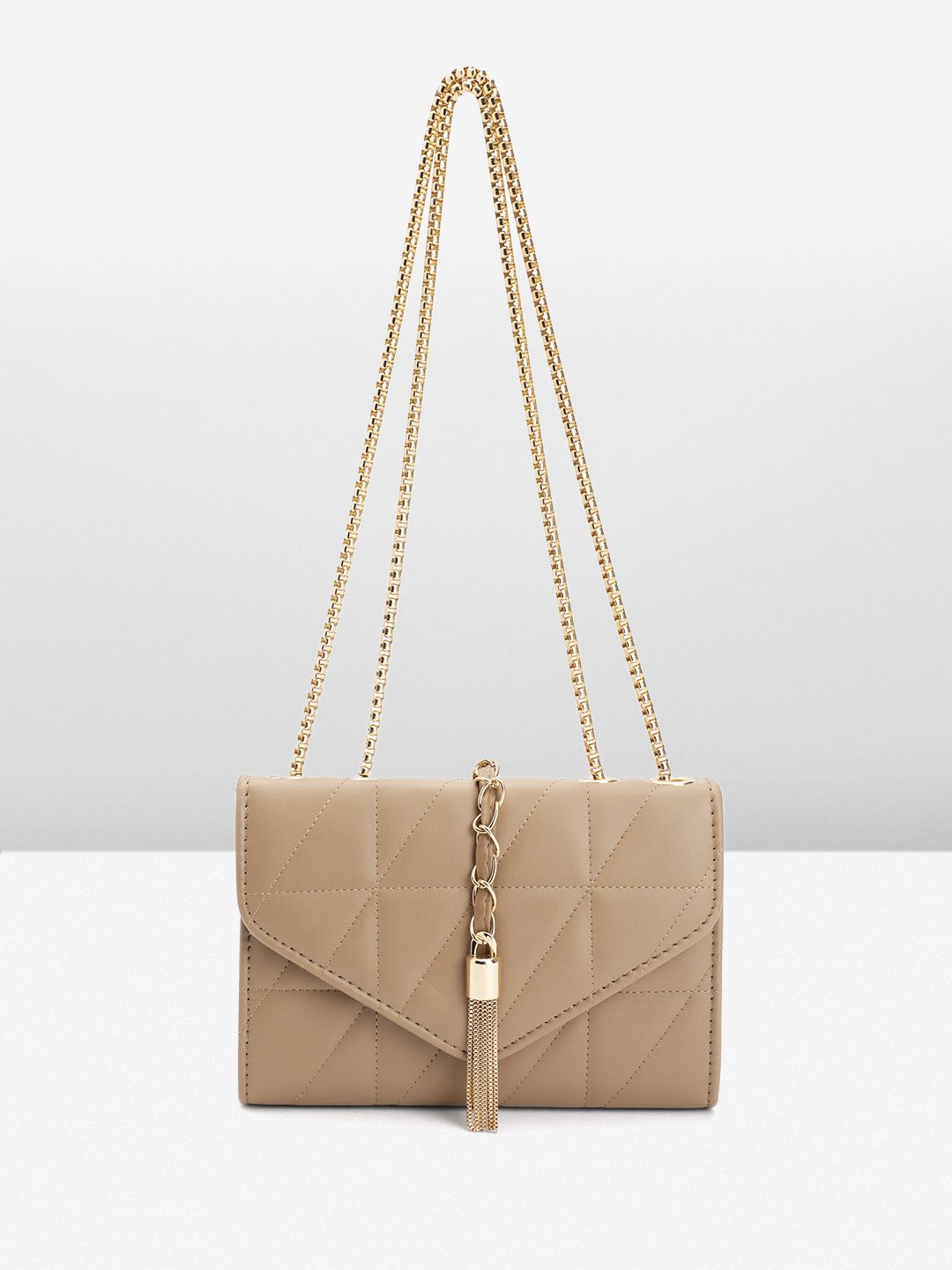DressBerry Structured Quilted Sling Bag with Lock Detail