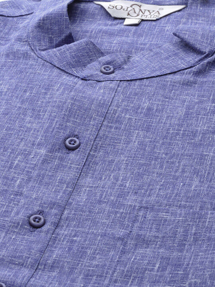 SOJANYA Mandarin Collar Patch Poket Linen Kapas Lurus Kurta
