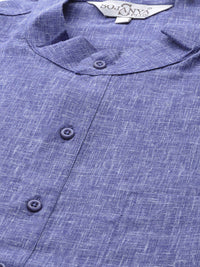 SOJANYA Mandarin Collar Patch Poket Linen Kapas Lurus Kurta