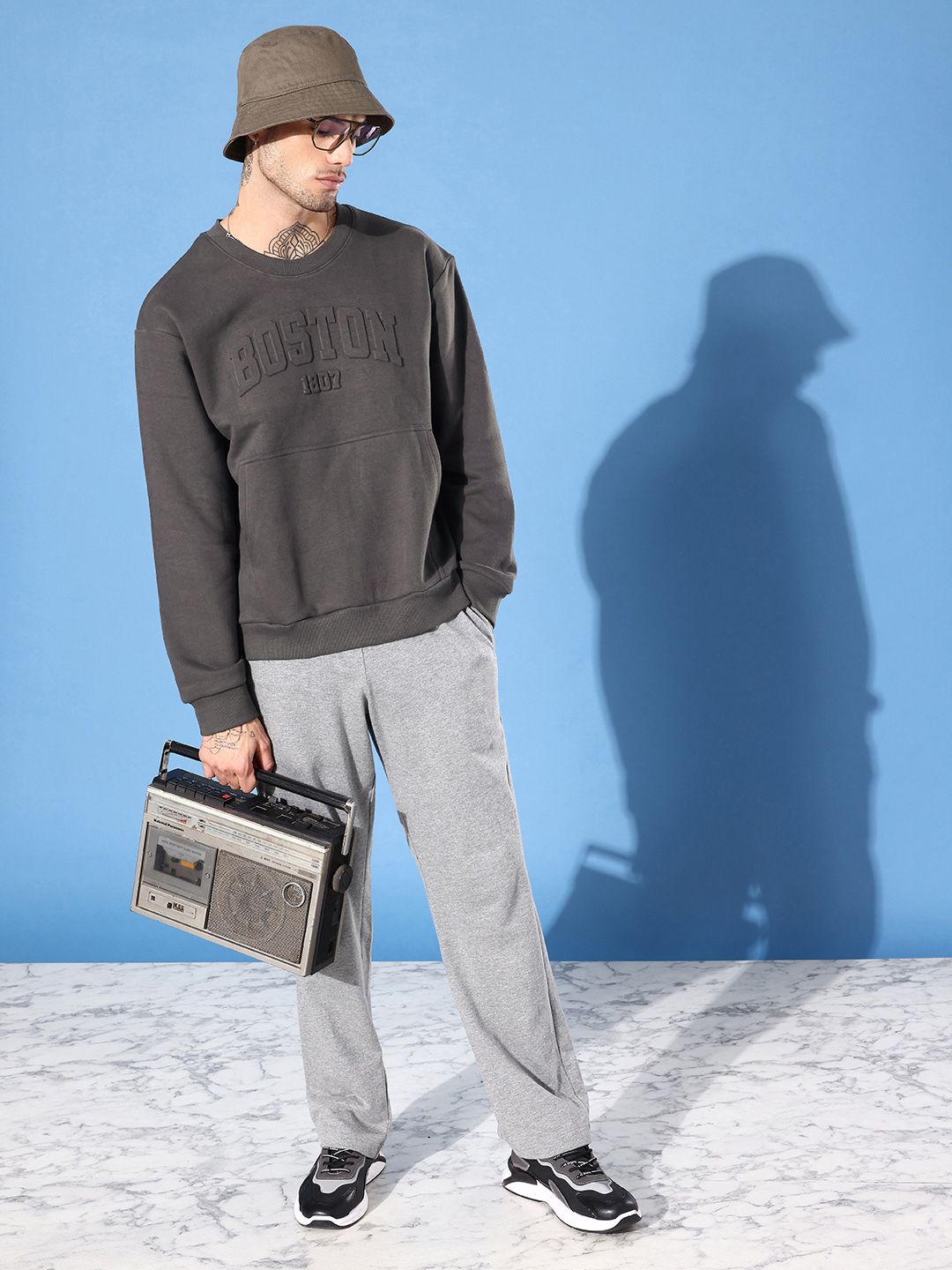 DILLINGER Men Typography Printed Oversized Sweatshirt