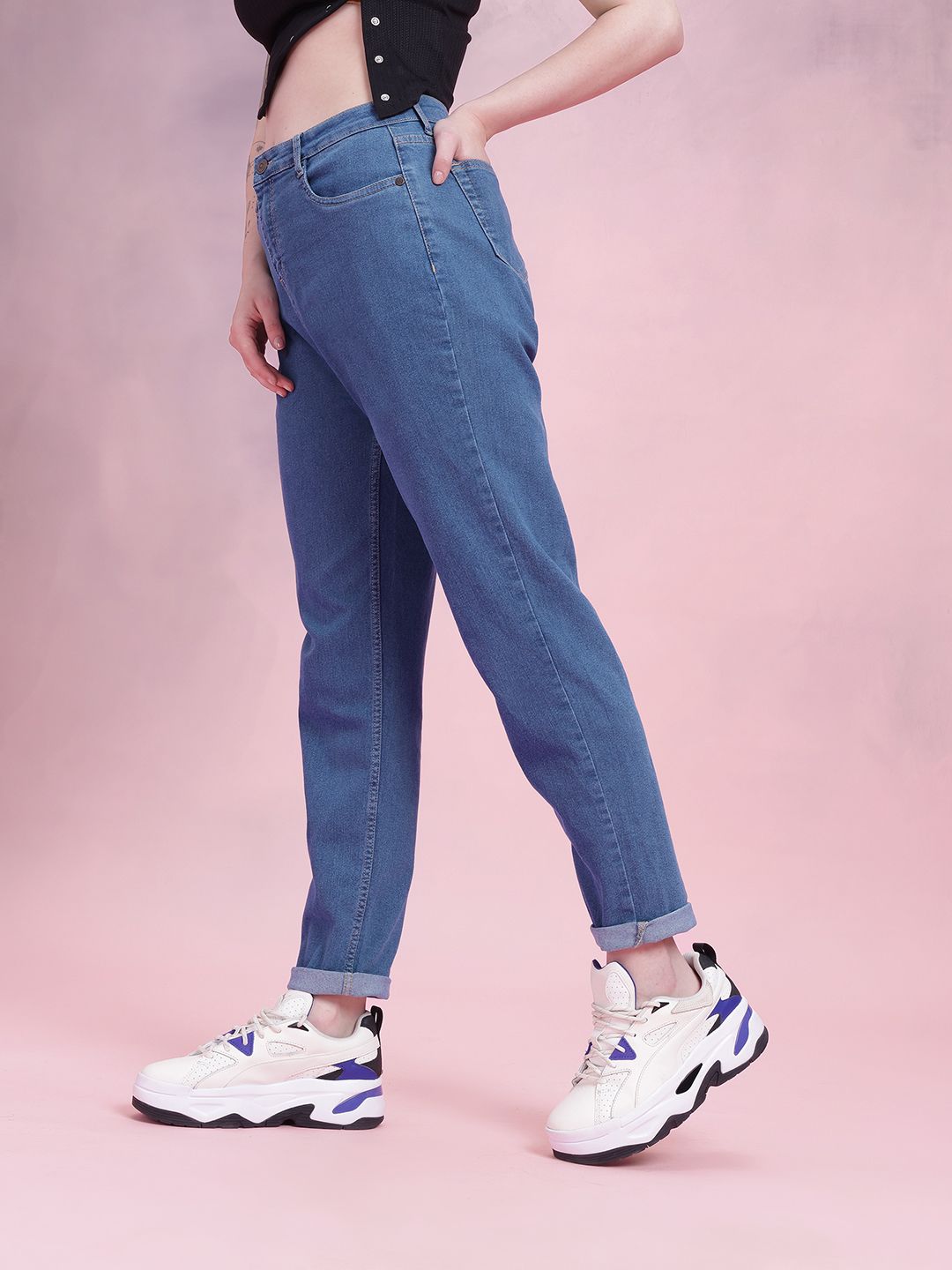 DressBerry Women Mid-Rise Mom Fit Stretchable Jeans