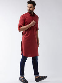 SOJANYA Men Maroon Solid Pathani Kurta
