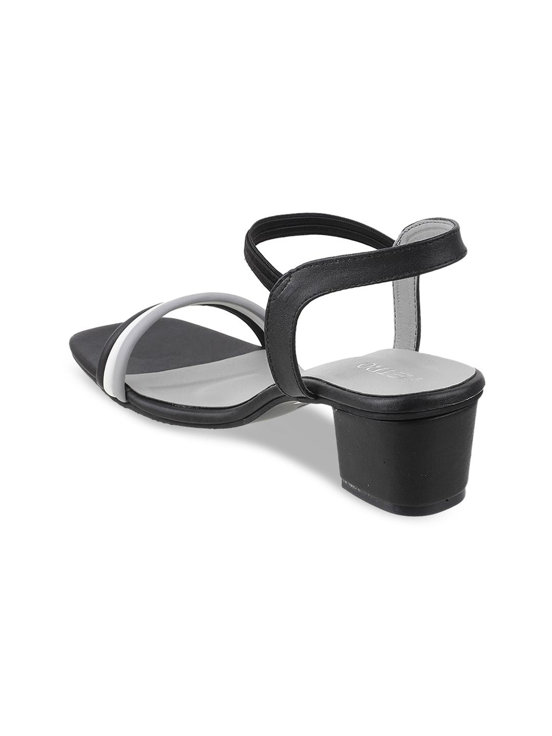 Metro Black & Grey Colourblocked Block Heels