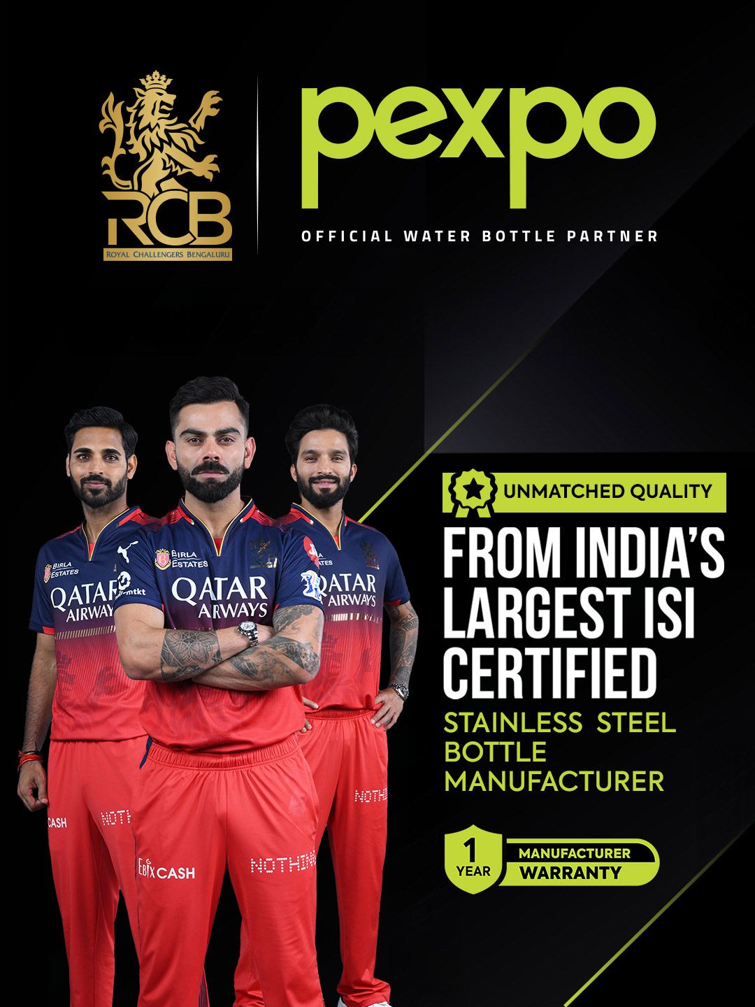 Pexpo Sea Green & Blue Printed Stainless Steel Double Wall Vacuum Water Bottle-470ml