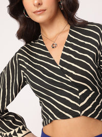 DressBerry Fashionable Flows Striped Wrap Top