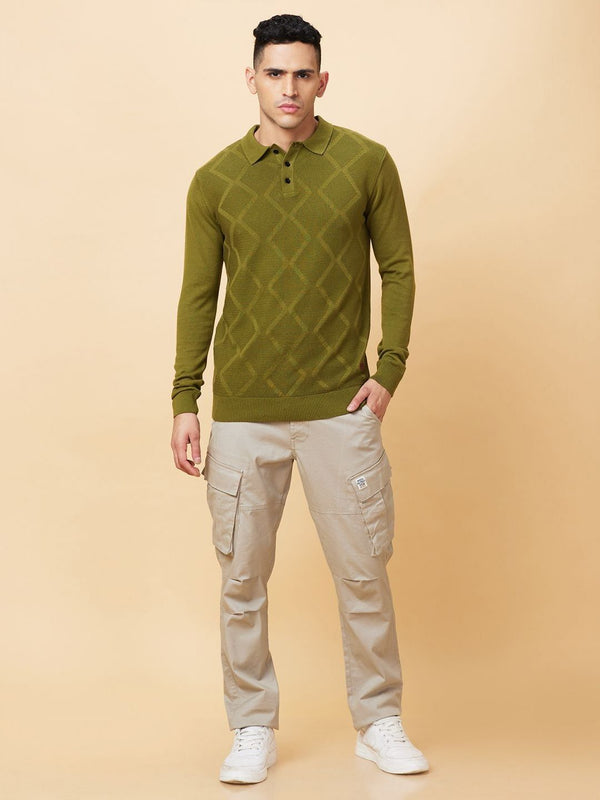 Being Human Men Checked Polo Collar Pockets T-shirt