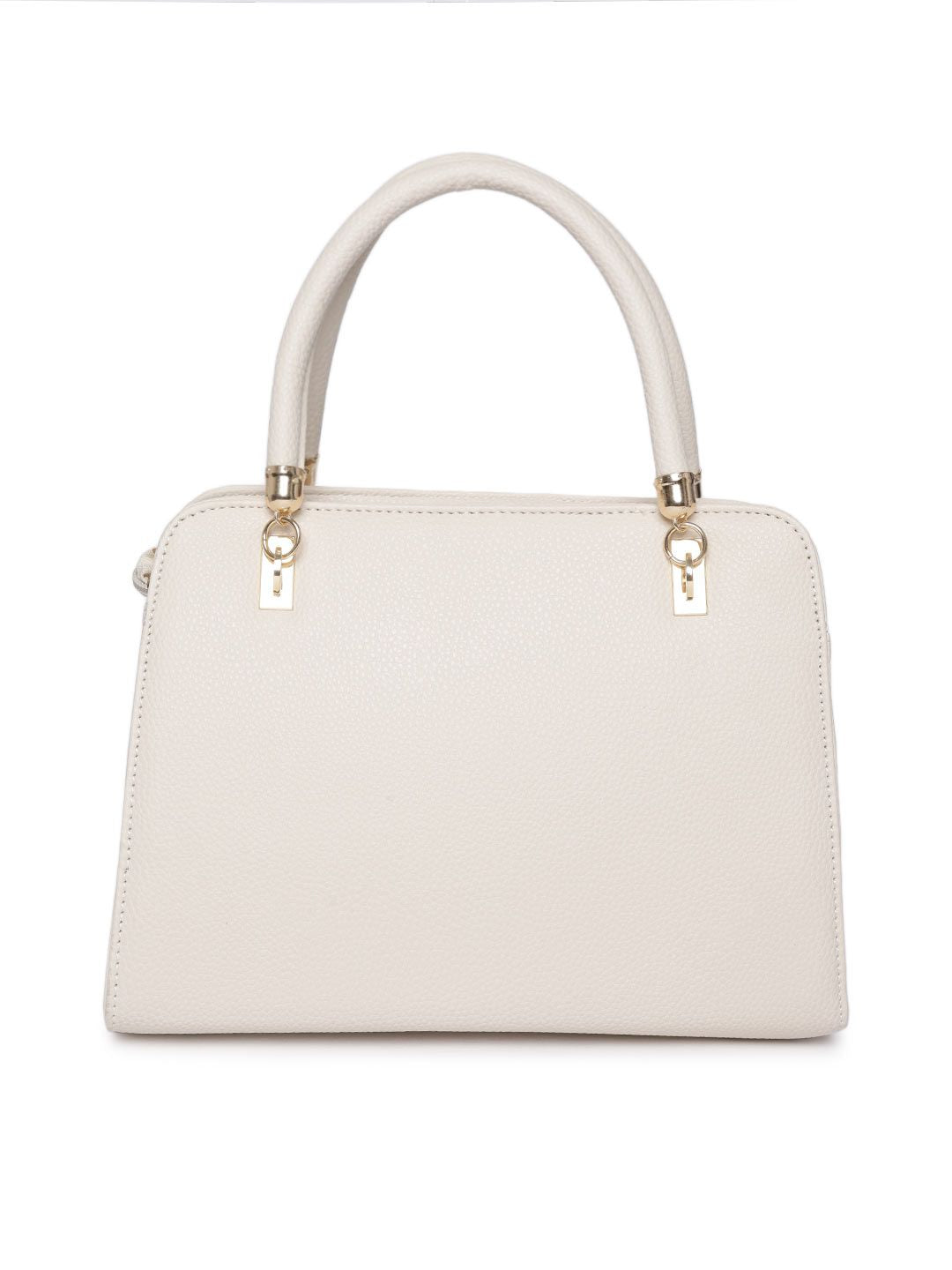 Lino Perros Off-White Solid Handheld Bag with Sling Strap