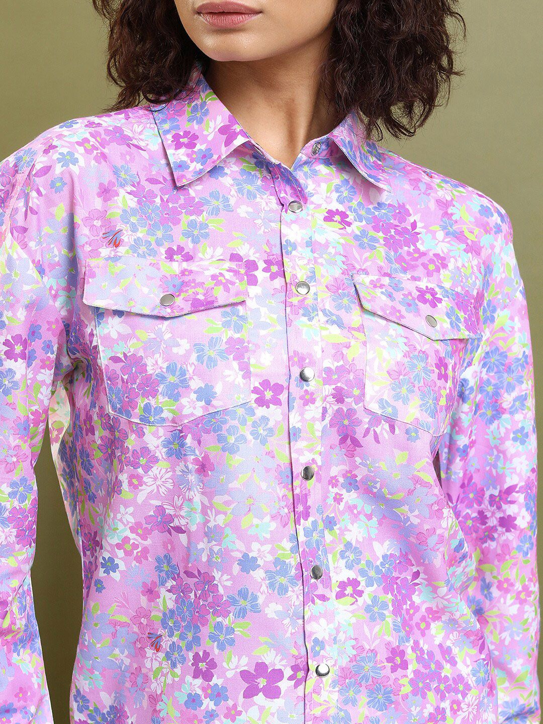 Tokyo Talkies Purple Floral Printed Casual Shirt