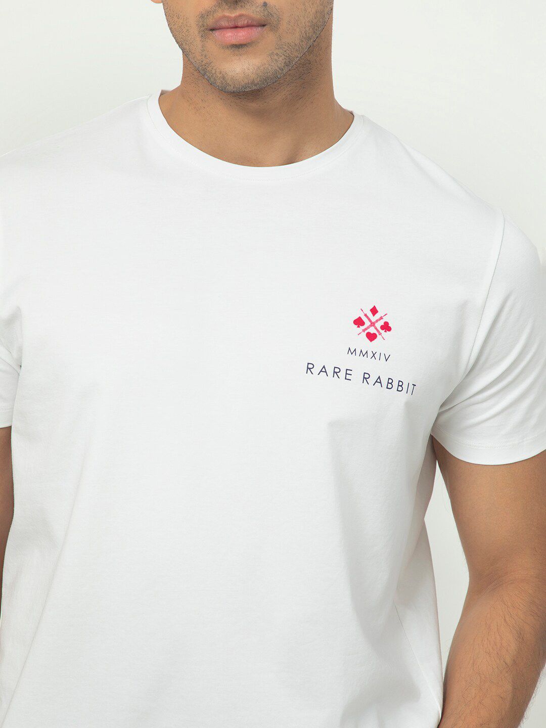 RARE RABBIT Men Castel Round Neck Slim Fit Cotton T-Shirt