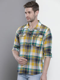 The Indian Garage Co Men Regular Fit Checked Double Flap Pocket Flannel Shirt