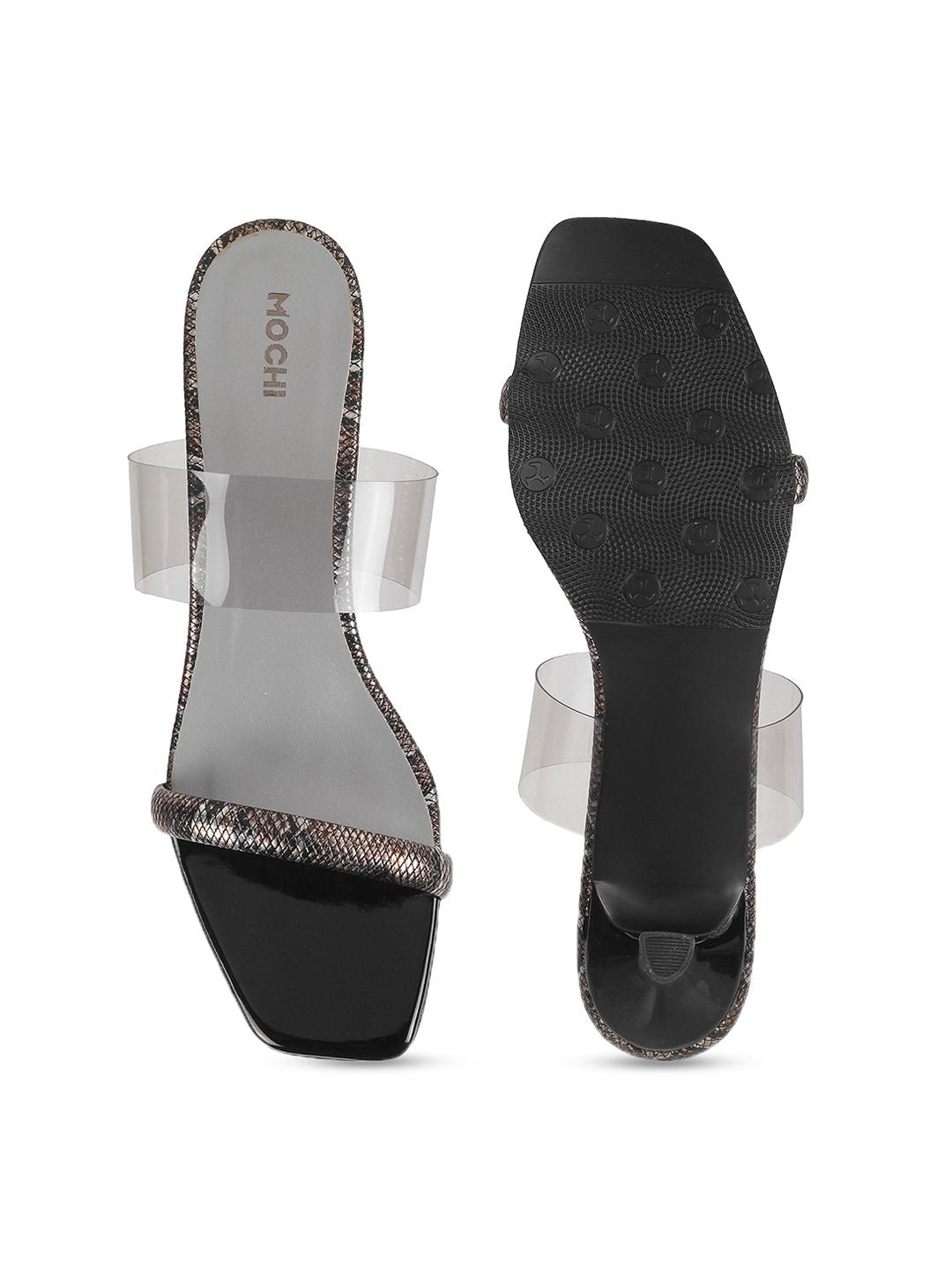 Mochi Printed Open Toe Kitten Heels