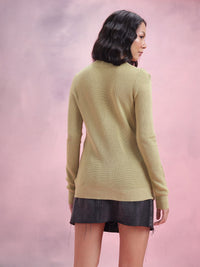 DressBerry Floral Embroidered Ribbed Acrylic Cardigan