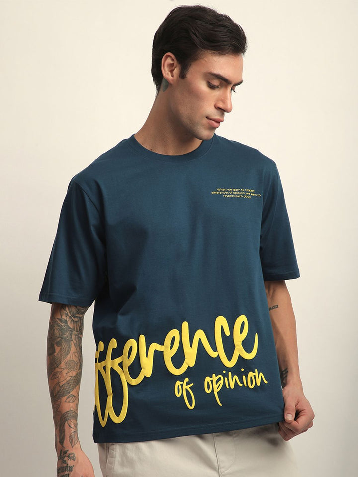 Difference Of Opinion Men Short Sleeve Oversized Crew Neck Printed Tshirt