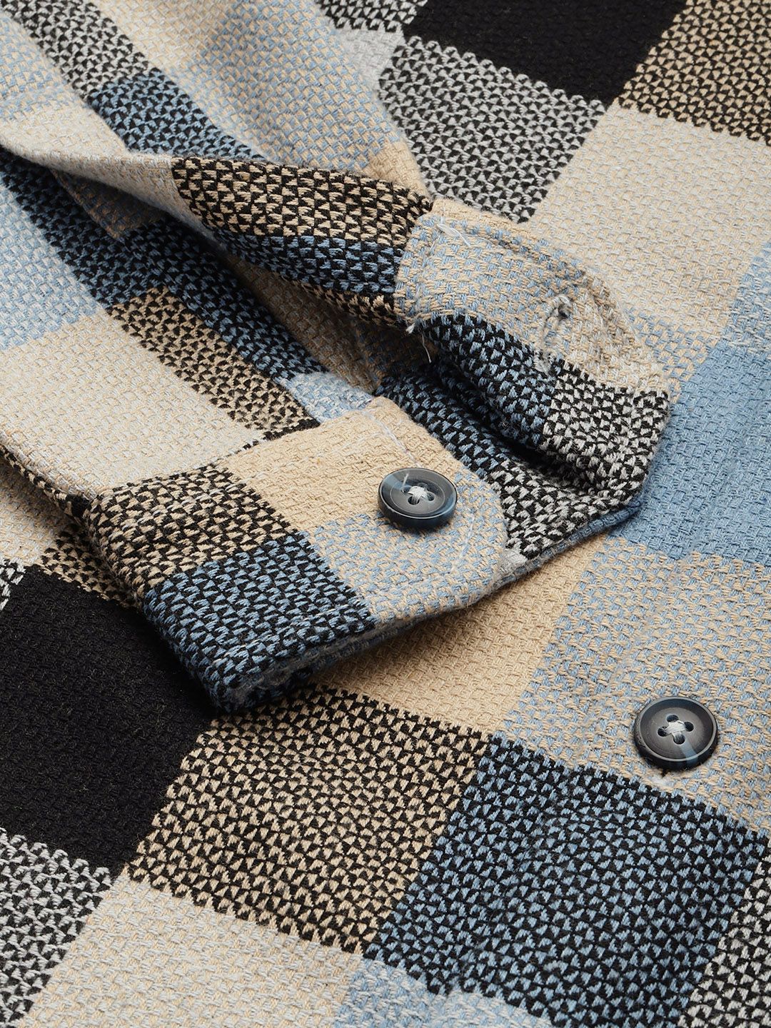 The Indian Garage Co Pure Cotton Checked & Textured Relaxed Fit Casual Shirt