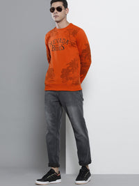 The Indian Garage Co Men Rust Orange Printed Sweatshirt