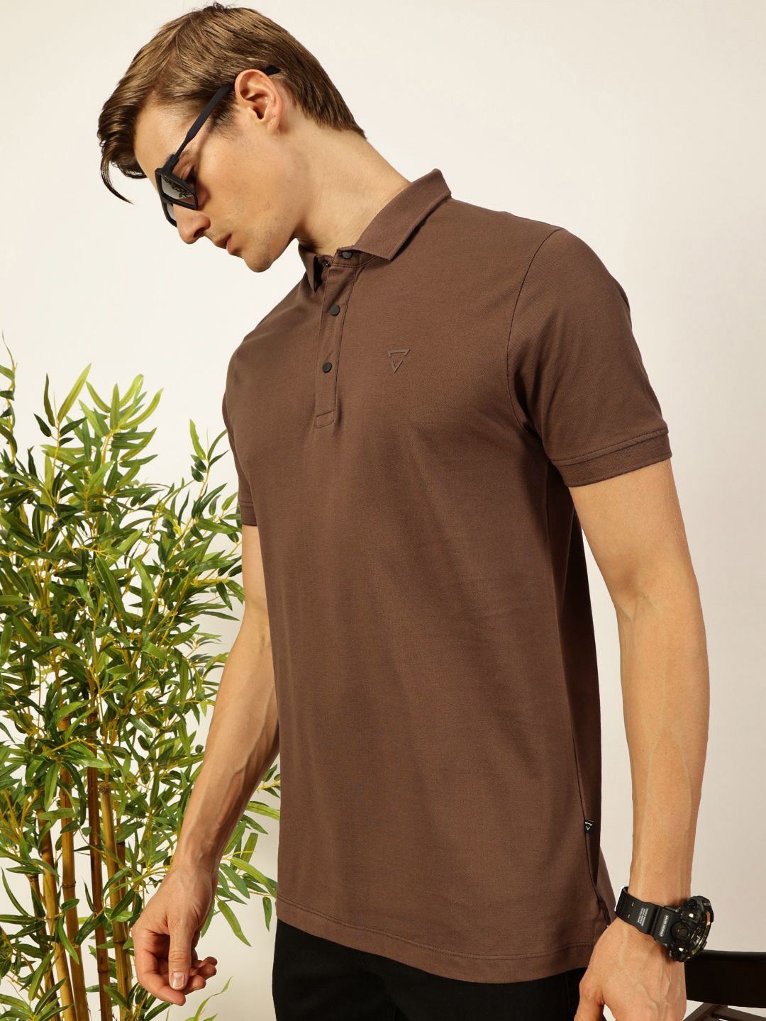 Thomas Scott Men Solid Polo Collar Pure Cotton T-shirt