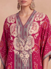 Rumah Wanita Chikankari Kerja Benang Sulam Crepe Kaftan Kurta