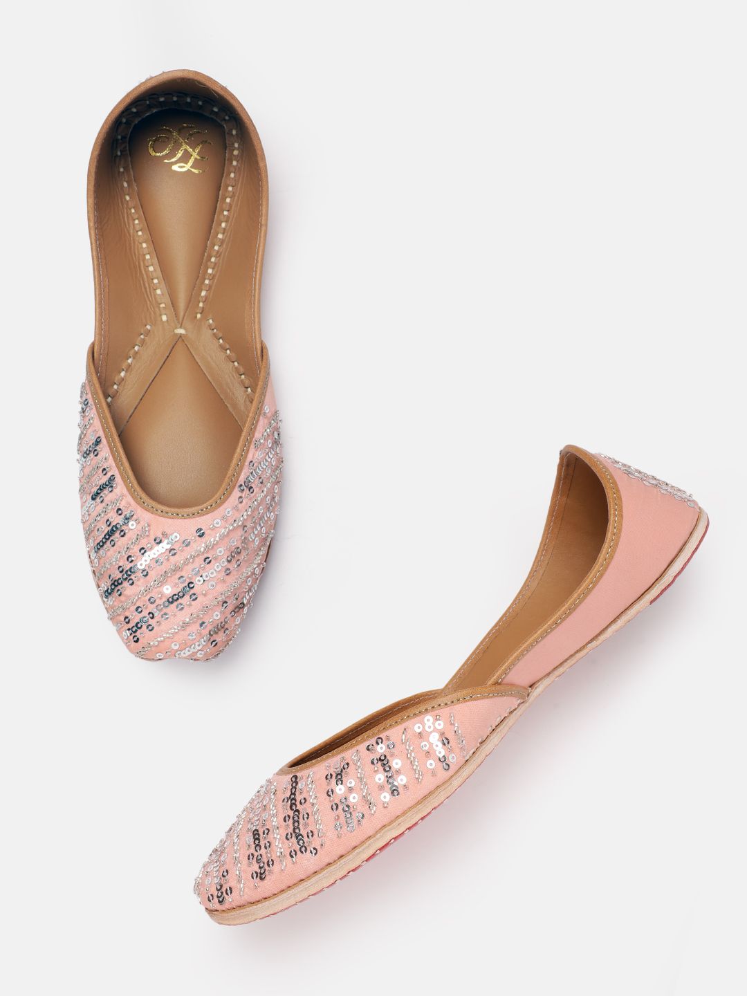 House of Pataudi Women Sequin Embellished Mojaris