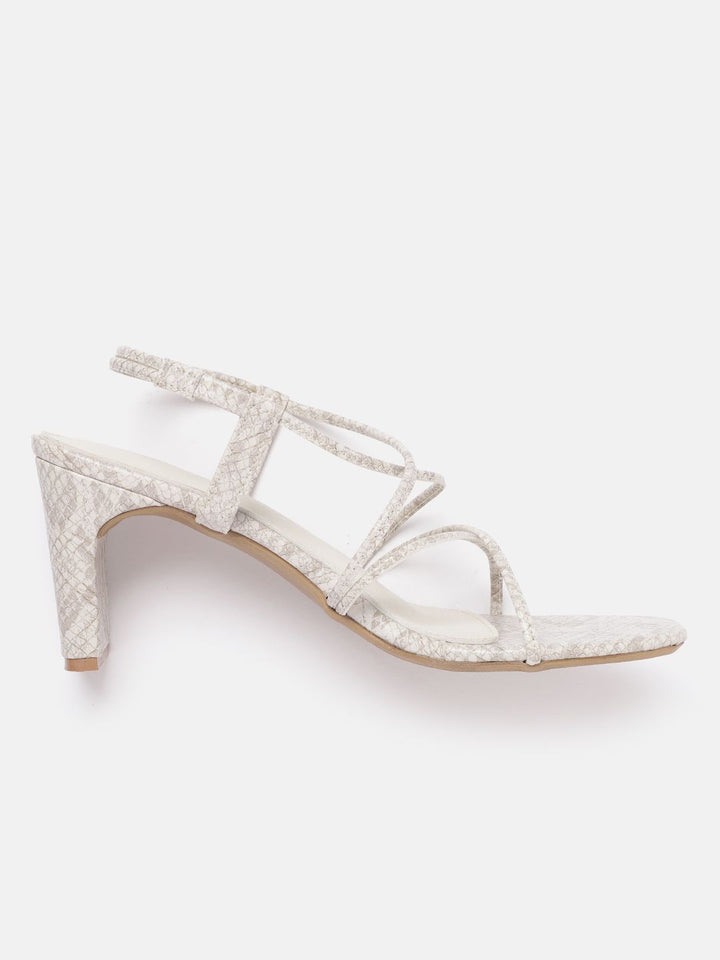 Lino Perros Snake Skin Printed Cross-Straps Block Heels