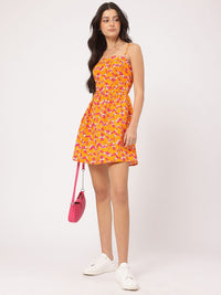 DressBerry Dynamic Feminine Floral Print Strappy Mini A-line Dress