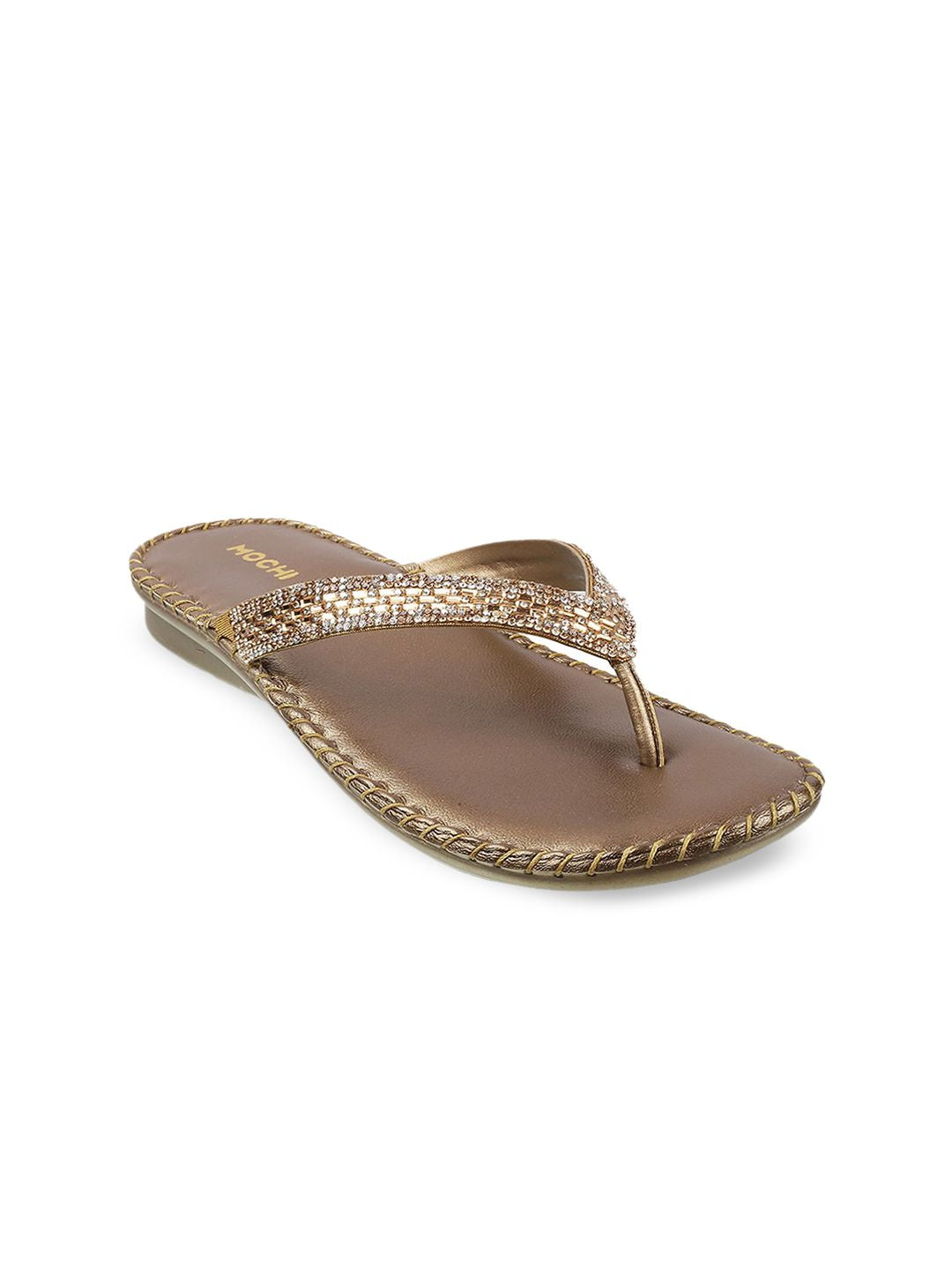 Mochi Women Gold-Toned Embellished Flats