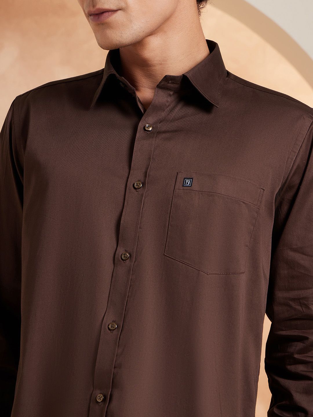 DENNISON Smart Solid Opaque Pure Cotton Satin Shirt