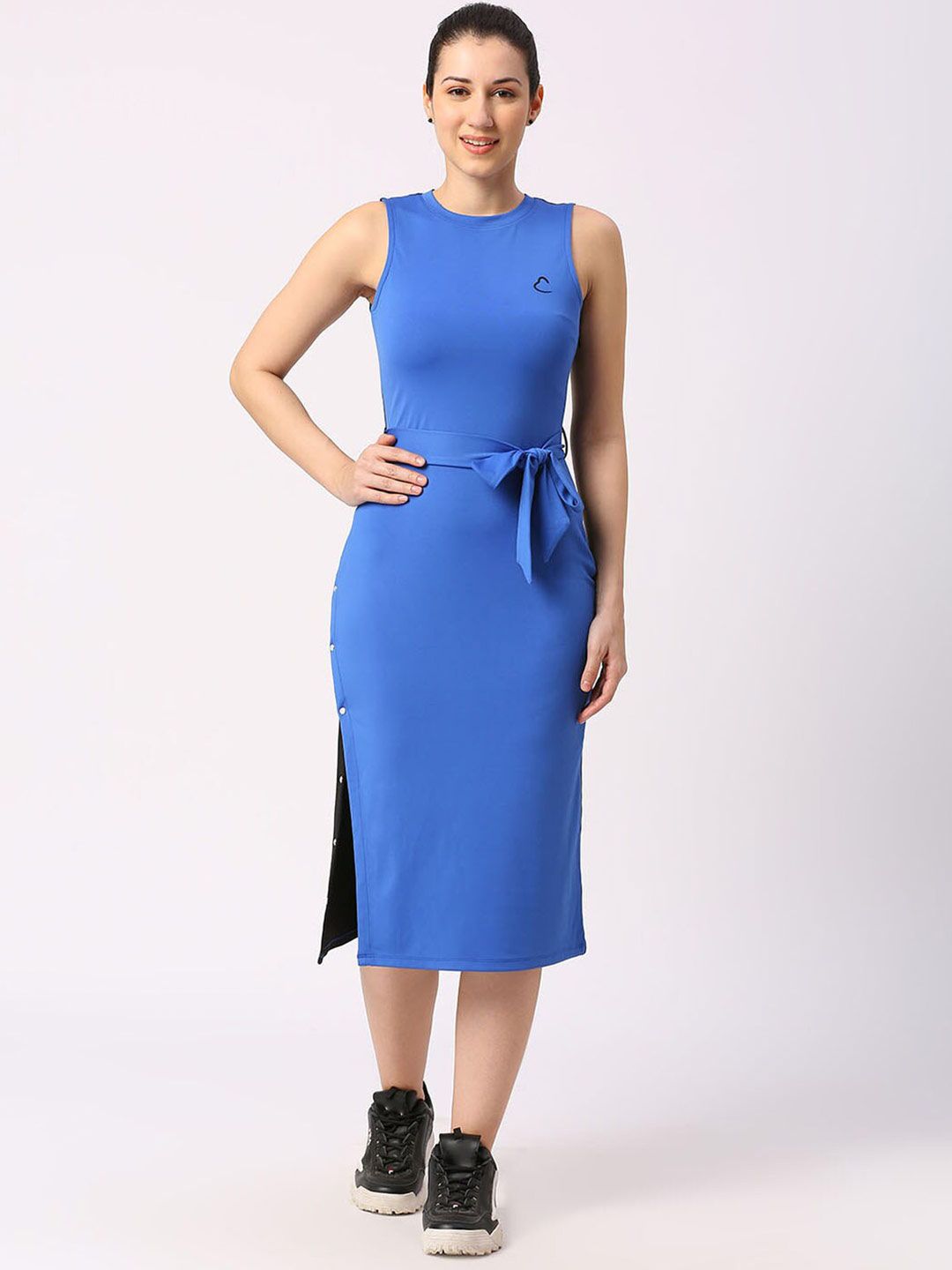 Being Human Round Neck Sleeveless Colourblocked Sheath Midi Dress