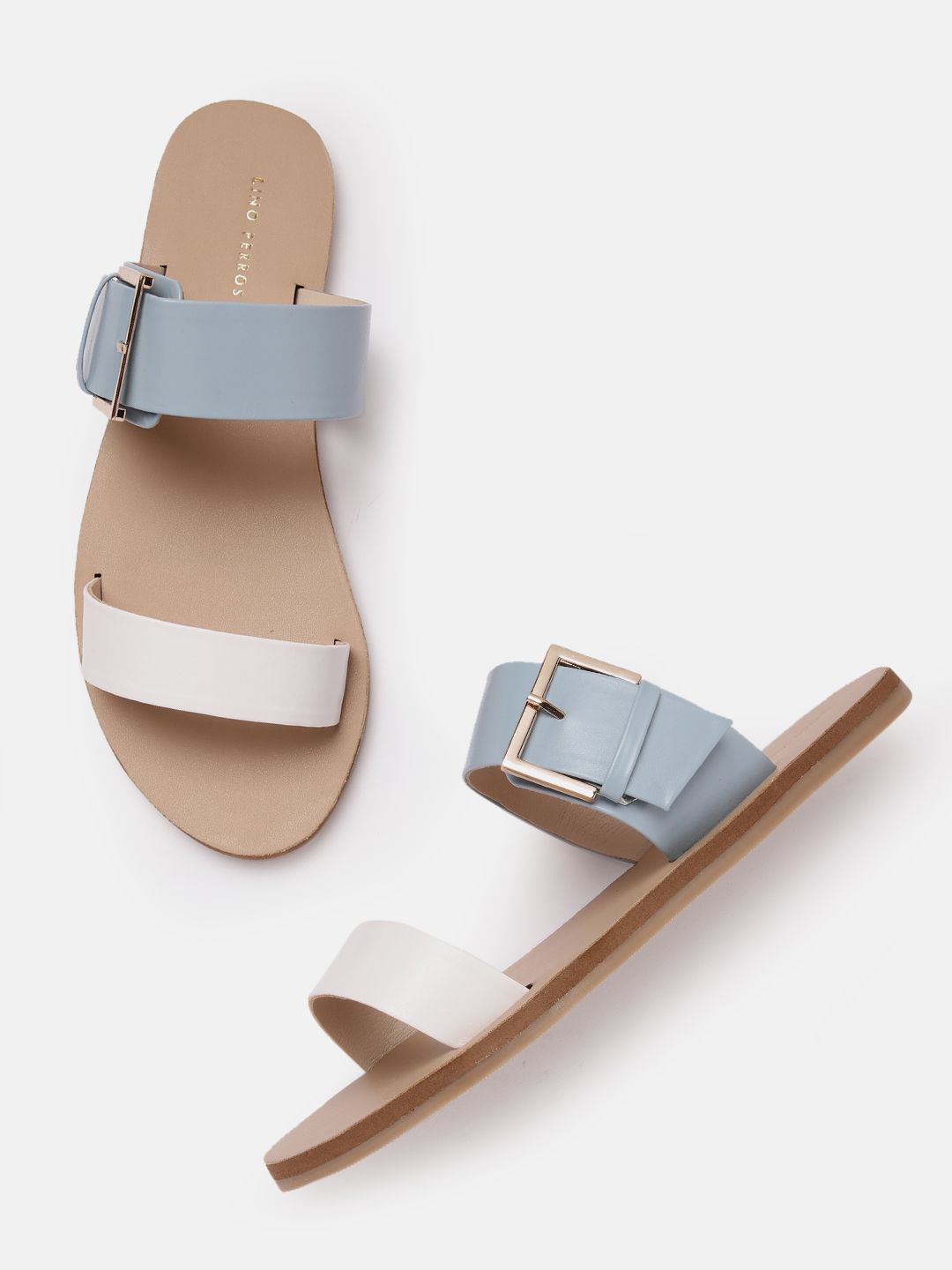 Lino Perros Women Colourblocked Open Toe Flats with Buckle Detail